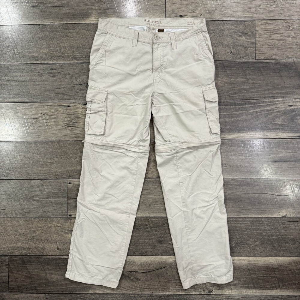 Sonoma Life+Style Beige Convertible Shorts Outdoor Hiking Cargo Pants Mens 32x32